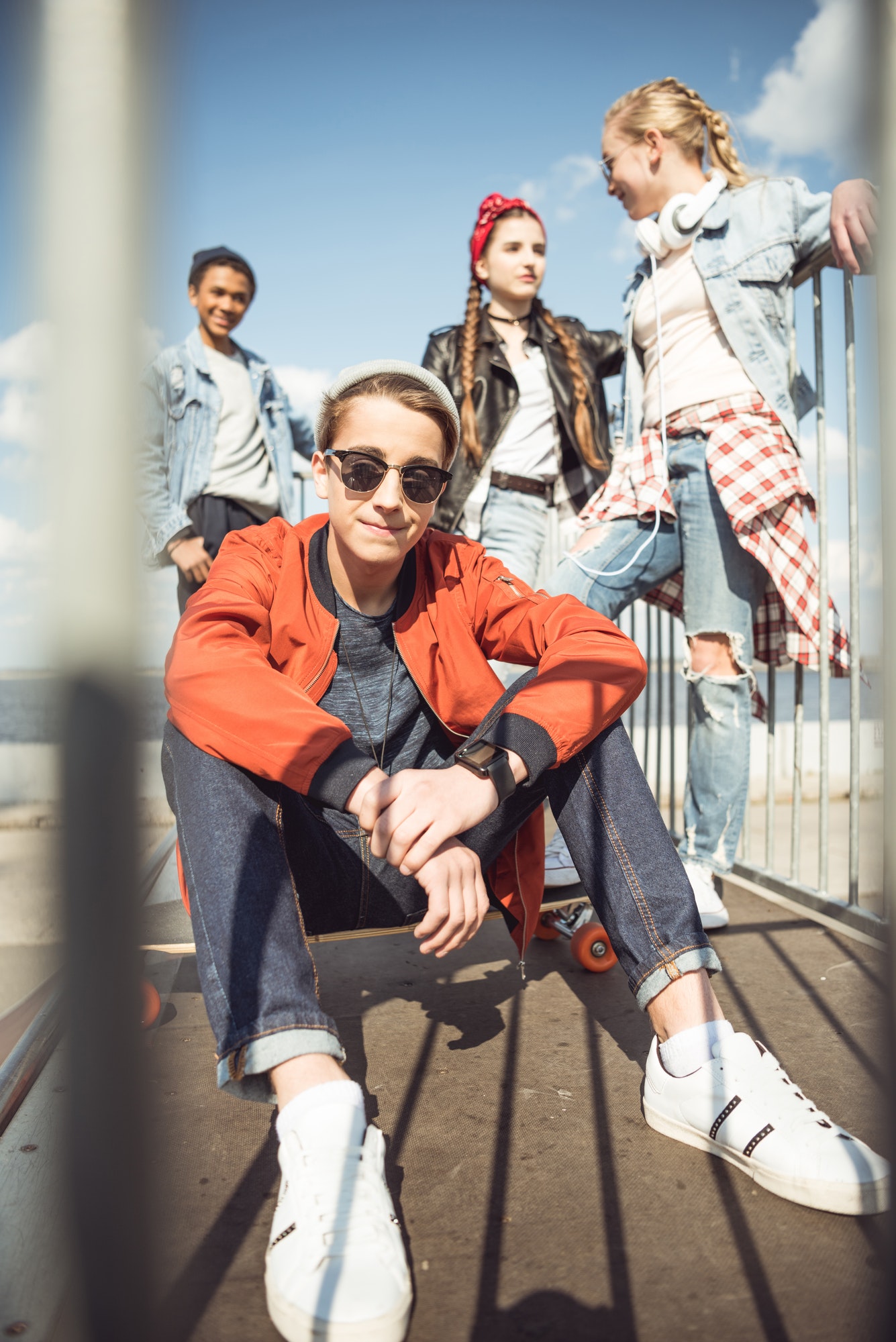 Teenagers Spending Time at Skateboard Park, Teenagers Having Fun Concept